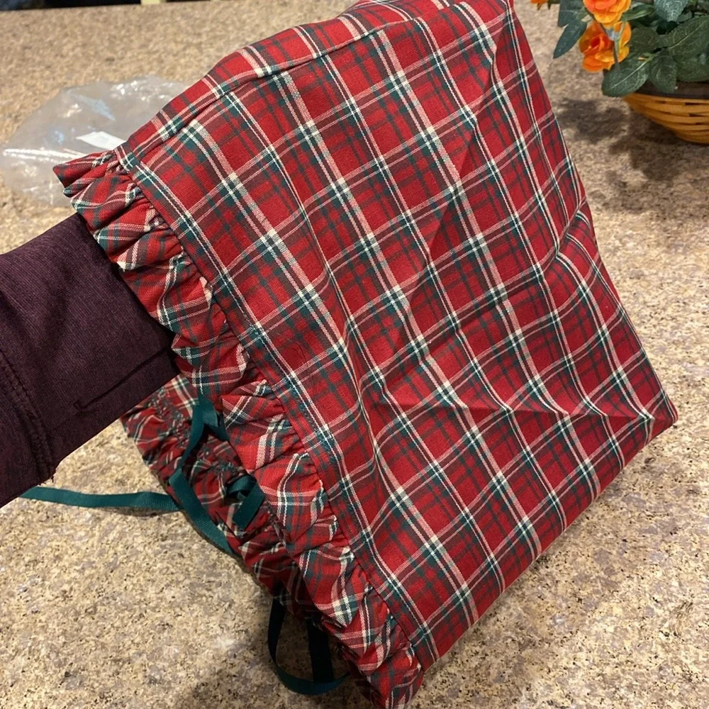 Longaberger Cake Plaid Tidings Fabric Basket Liner 20125 Ribbon (Liner Only)